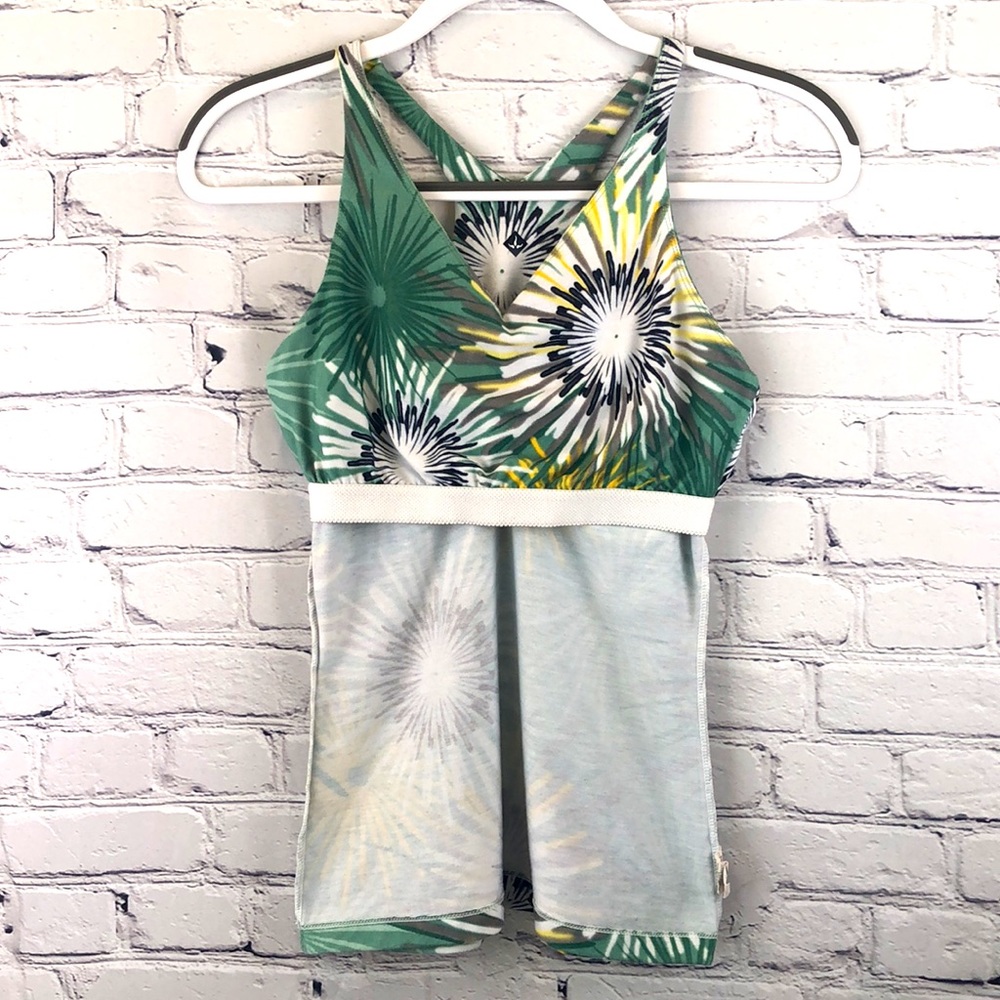 prAna ‘Sabin’ Racer Back Tank Top Green/Yellow Starburst Sz XS - Picture 10 of 12